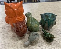 Collection of Ceramic Pottery Owl and Bird Figurin