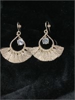 Macrame earrings with faux diamonds
