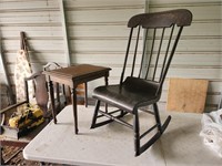 Antique rocking chair & side stand