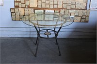 Glass Top Dining Table with Metal Base