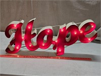 Lighted "Hope" sign