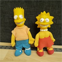 Vintage 1990 Bart and Lisa Simpson Dolls