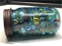 Blue jordin Glass Jar with Marbles