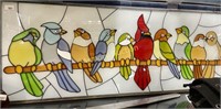 COLORFUL GLASS PANEL BIRDS ON BRANCH