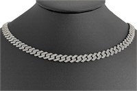 14 Kt 5.80 Ct 7 MM Diamond Cuban Link Necklace