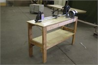 Wood Lathe on Shop Table, Works Per Seller, Approx