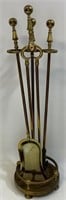 DESIRABLE HEAVY BRASS FIRE PLACE TOOLS W STAND