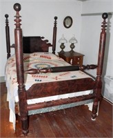 Four poster cannonball rope bed