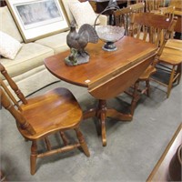 DROP-LEAF MAPLE DINETTE TABLE W/ 2 CHAIRS