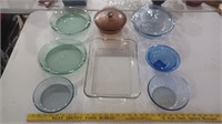 8pc lot glass cookware Hocking Pyrex, Hazel Atlas