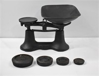 Vintage Sydney Cast Iron Weight Scale w Weights