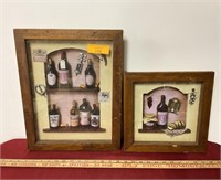 2 wine themed shadow boxes