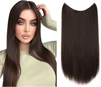 (N) Straight Long Dark Brown Hair Extension 22" H