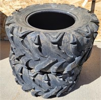 (2) Black ST 25x10.00-12NHS ATV Tires