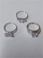 Marked 925 Clear Stone Ring Lot-15.4g