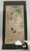 Antique Chinese style framed floral picture