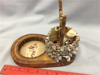Pyrography Wishing Well with composition Clown