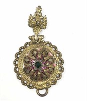 Victorian Brass Chatelaine Hook Pink & Gold