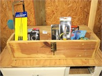 Wooden Tool Box with Tools - some in package