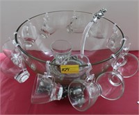 PUNCH BOWL , CUPS, LADEL