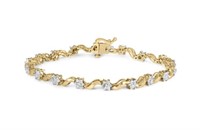 10k Gold Diamond Floral S-Link Bracelet - 1.00 Ctt