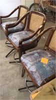3 rattan / upholstered swivel bar stool