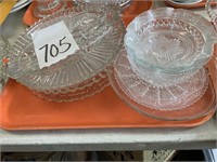 LOT OF MISC PRESSED GLASS SERVING PIECES