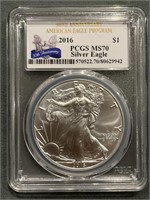 2016 Silver Eagle 30th Ann. Pcgs Ms70