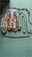 NECKLACES, CAMEO, ORANGE WITH MARCHING EARRINGS ,