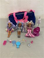 3 Lol Surprise Dolls OMG W/Bag & Accessories