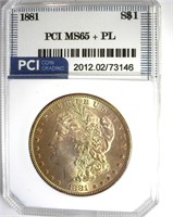 1881 Morgan MS65+ PL LISTS $3850