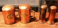 2 Pairs of Copper Plated Salt and Pepper Shakers