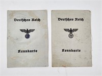 (2) WW2 KENNKARTE ID DOCUMENTS W/ PHOTO