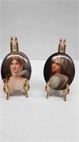 PAIR OF HANDPAINTED SIGNED PORCELAIN CAMEO BUTTONS