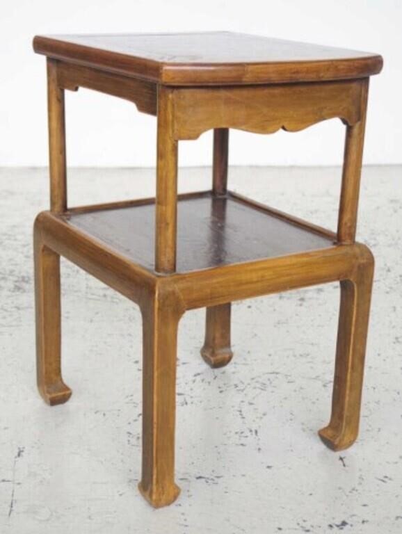 Oriental elm wood 2 tier table