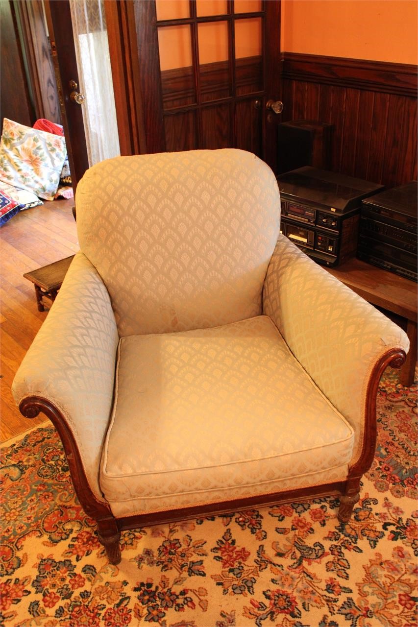Vintage 30s/40s Sage Brocade Arm Chair