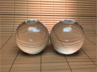 CRYSTAL PAIR OF PAPERWEIGHT BALLS