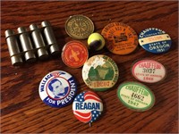 VINTAGE POLITICAL, CHAUFFEUR + BUTTONS