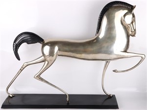 1920'S ART DECO STEEL HORSE LARGE SCULTURE