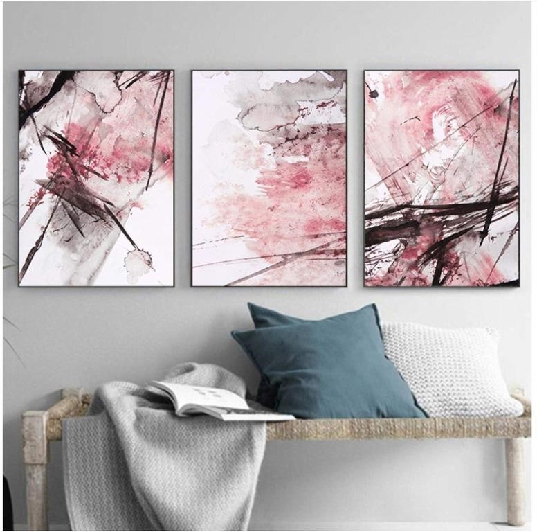 Canvas Prints,New Abstract Yellow Gray Pink Ink