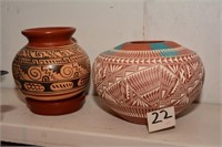 Beautiful, decorative pottery. Taller pot is 11" t