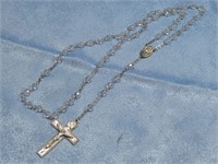 Vintage Sterling Silver & Crystal Rosary