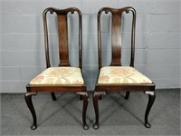 2x The Bid Solid Wood Chairs W/ Upholstered Seats