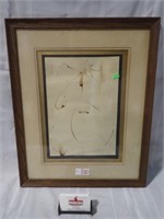 FRAMED MCM ABSTRACT NUDE IN BROWN INK 22x18