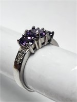 Amethyst on Sterling Silver Ring VTG