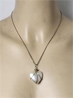 Puffy Heart Pendant & Sterling Silver Chain VTG