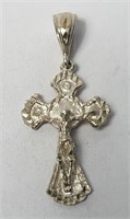 Crucifix Cross Pendant Silver VTG