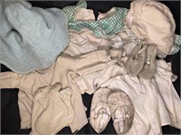 Large Collection of Antique Baby Booties & Bonnet