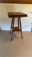 19th C American Tiger Oak Side Table With Claw