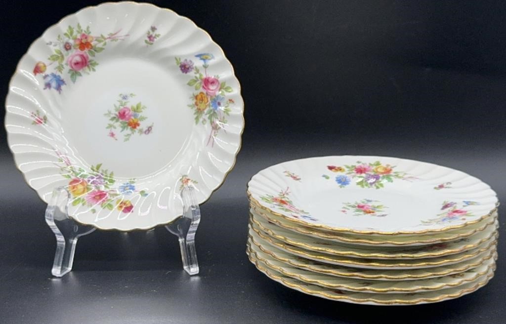 8pc Minton Marlow Floral 7in Dessert Plates